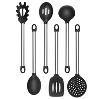 Accessoires de cuisine, produits de cuisine, ensemble d'ustensiles de cuisine en silicone et acier inoxydable, ensemble d'outils de cuisson, spatule, cuillère, louche