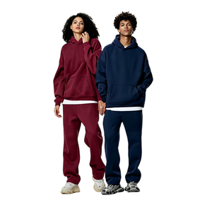 Conjunto de <span class=keywords><strong>2</strong></span> Piezas de Ropa Urbana para Hombre, Sudadera con Capucha Extra Grande y Pantalones Deportivos Holgados de Felpa Francesa, Diseño con Logotipo Estampado, TKAN0979 - Product Image 1