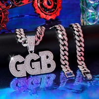 Collier ras du cou personnalisable avec pendentif nom en écriture cursive GGB, chaîne à maillons, bijoux, cadeau