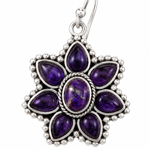 Orecchini pendenti vintage bohémien a forma di petalo di fiore con gemma viola, eleganti gioielli alla moda per donna, regalo per feste - Product Image 2