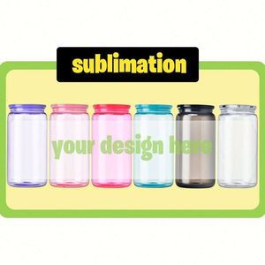 Bouteille d'eau en plastique transparente de 16 oz, en acrylique, durable, en forme de canette de bière ou de soda, avec couvercle en PP et paille – Expédition depuis l'entrepôt américain - Product Image 4