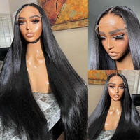 Perruque en cheveux humains bruts indiens 13x6, perruques HD Full Lace Front sans colle, perruque profonde lâche en cheveux humains droits pour femmes noires