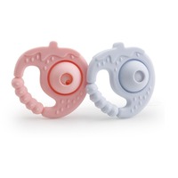 Jouet à hochet Sydney en silicone de qualité alimentaire pour bébé, bâtonnet de dentition apaisant pour les gencives, vert/blanc/rose, certifié ROHS CE
