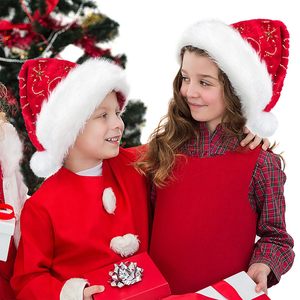 Chapeau de Noël personnalisable de haute qualité pour adultes estampage à chaud motif de flocon de neige <span class=keywords><strong>long</strong></span> chapeau de père noël en peluche pour les décorations de fête - Product Image 3