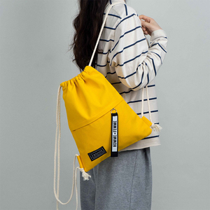 Original Customized Logo Pockets Cotton Canvas Drawstring Backpack <b>Bag</b> Canvas Pouch <b>String</b> Backpack for Shopping and Gym - Product Image 3