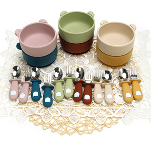 จานชามซิลิโคนลาย<span class=keywords><strong>แพนด้า</strong></span><span class=keywords><strong>ขาย</strong></span>ส่งยอดนิยม พร้อมส้อมและช้อนสำหรับเด็ก ชุดอาหารซิลิโคนสำหรับเด็ก รับทำโลโก้ตามสั่ง - Product Image 3