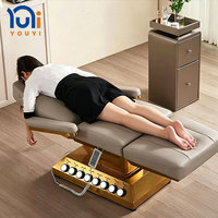 Chaise de beauté électrique multifonctionnelle en promotion, lit de massage facial inclinable, cadre doré, 3 moteurs, lit de soin pour spa et extensions de cils