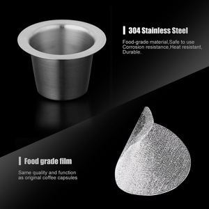 Capsules de café réutilisables en acier inoxydable pour machines Nespresso avec tamper et couvercles en aluminium, écologiques, lot de 3 - Product Image 3