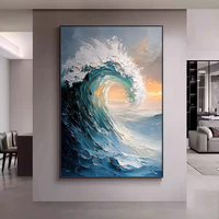 Vente directe d'usine en gros, peinture murale à l'huile sur toile, design ondulé tridimensionnel, peinture à la main pure, décoration minimaliste