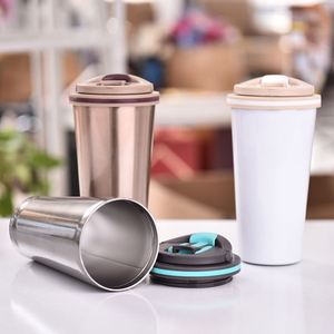 Stainless Steel Tumbler Vacuum <b>Flask</b> With Lid Travel Mug Minimalist Design Straight Cup Thermal Insulation 12-24 Hours - Product Image 1