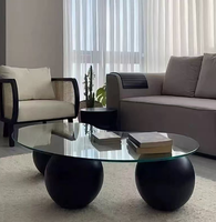 Table basse en verre trempé créative, design rond, style moderne et simple, couleur crème, pour petit appartement