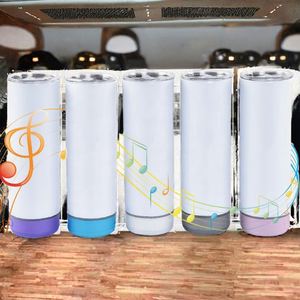 แก้วน้ำสแตนเลสสตีลสองชั้นสีขาวขนาด 20 ออนซ์ แบบ DIY พร้อมลำโพงบลูทูธอัจฉริยะ ชาร์จผ่านพอร์ต USB ขนาดเล็ก พกพาสะดวก ใช้ได้กับ PE - Product Image 2