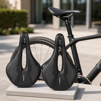 Selle de vélo en carbone TOSEEK respirante et ventilée, ajustement universel, rail en cuir, accessoire de cyclisme VTT et route pour longues distances