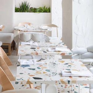 Rotondo Bianco <span class=keywords><strong>Terrazzo</strong></span> Piano del Tavolo Per La Vendita - Product Image 5