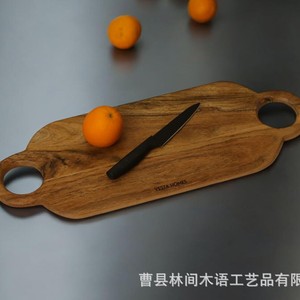 Vesta Home เขียงไม้อะคาเซียด้ามจับคู่ทรงรีสำหรับงานปาร์ตี้สเต็กชีสผลไม้ - Product Image 4