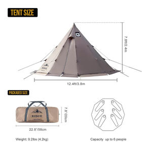<span class=keywords><strong>Tente</strong></span> chaude avec cheminée, abri de <span class=keywords><strong>bushcraft</strong></span>, 4 à 6 personnes, tipi 4 saisons pour le camping en famille, la chasse, la pêche, imperméable, coupe-vent - Product Image 4