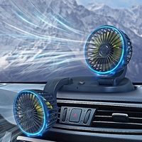 Ventilateur USB portable multifonction à double tête réglable pour l'été, rotation à 360 degrés, ventilateur de refroidissement pour voiture