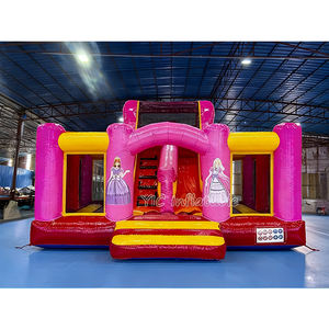 <span class=keywords><strong>Château</strong></span> <span class=keywords><strong>gonflable</strong></span> commercial rose Princesse avec toboggan intégré, idéal pour les fêtes en extérieur, les anniversaires de filles et la location événementielle - Product Image 2