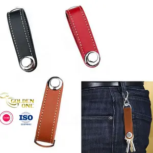 Porte-clés compact en cuir Pu pour voiture d'affaires Organisateur de porte-clés en cuir en vrac Fabricant de porte-clés personnalisé