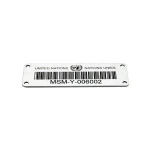 Custom Anodized Aluminum Metal Barcode Labels Adhesive Stickers for Package Printing MOQ 200pcs
