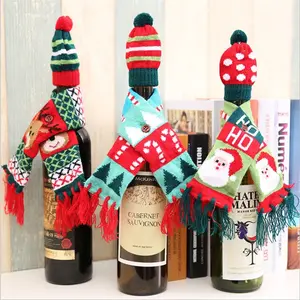 クリスマス帽子綿の装飾装飾飾りクリスマスクリスマスワインボトルカバーニットクリスマスワインスカーフハット