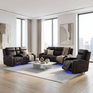 Sofá Reclinable Eléctrico Moderno, Tapizado en Cuero Sintético, Estructura de Madera, Extensible, Plegable, Diseño Ergonómico, Posición Ajustable - Product Image 1