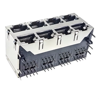 Módulo de Interfaz de Red RJ45 Cat3/5 Blindado Multipuerto 2x4 con Entrada Lateral Negra PBT Hembra 8P8C