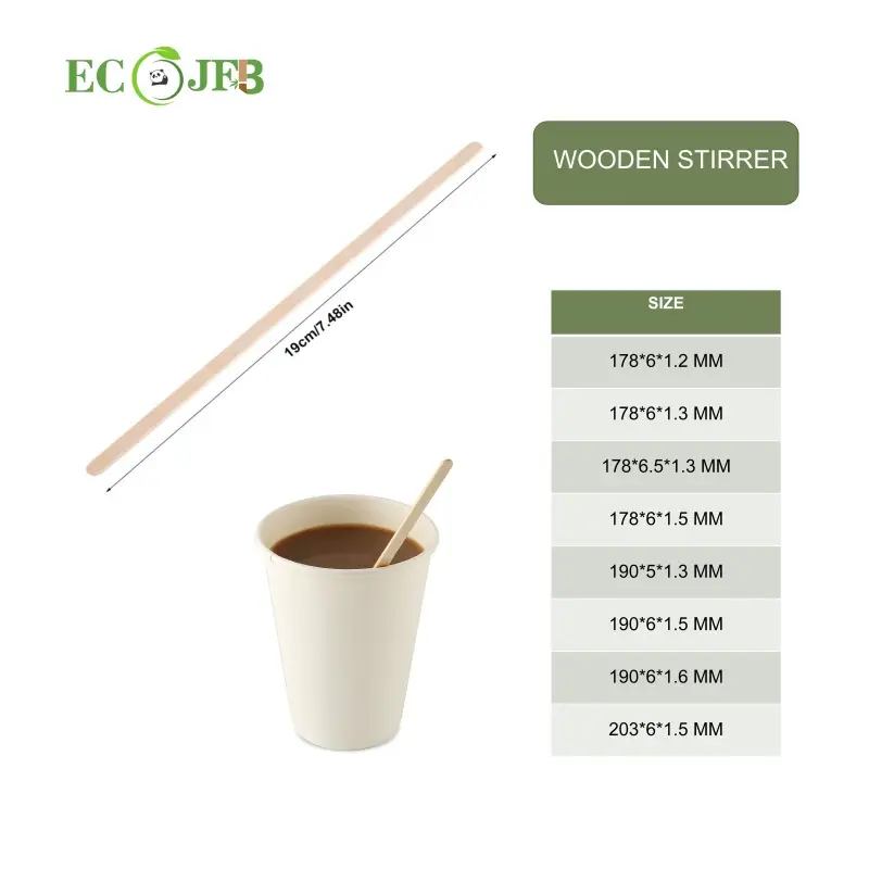 19cm Bebida Swizzle Drink Sticks Agitador de café de madera