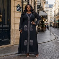 Robe Caftan Streetwear Modeste à Imprimé Numérique, Tissu Respirant Écologique, Longueur Ras du Sol, Sans Manches, Idéale pour les Soirées