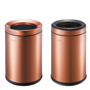 ถังขยะทรงกระบอกสองชั้น สแตนเลส พร้อมถุง PP สำหรับใช้ภายในอาคาร สีโรสโกลด์ - Product Image 1