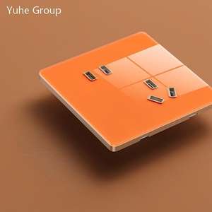 Panel de interruptor de pared con diseño de doble control, ultrafino, de vidrio templado, con cinco orificios USB e interruptor de iluminación. - Product Image 3