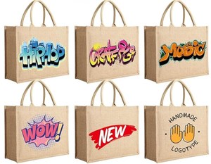 Wholesale Custom High Quality Large Eco Cotton Linen Handbags Hessian Hemp <strong>Jute</strong> Grocery Shopping Burlap <strong>Tote</strong> <strong>Bags</strong> - Product Image 6