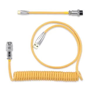 Wholesale double-sleeved type c usb keyboard coiled cable