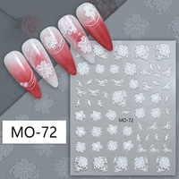 Offre Spéciale nouveau Design en relief semi-transparent fleur ongles autocollants blanc peint à la main Nail Art décalcomanies