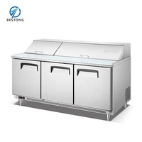 Réfrigérateur commercial en acier inoxydable pour bar à salades, double température, refroidissement par air, comptoir de préparation de pizzas, buffet, vitrine, refroidissement direct