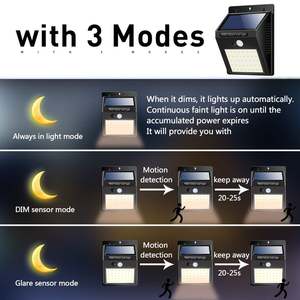 30 <b>LED</b> Solar Battery Powered <b>Led</b> Outdoor Wall <b>Lights</b> Interaction Sconce Lamp With <b>Motion</b> <b>Sensor</b> WADE-JS024 Solar Wall <b>Light</b> WADE - Product Image 5