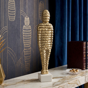 Decorative Luxury Gold and White Aluminum and Marble Base Mummy Figurine Tabletop Sculpture Table Home Decorative <b>Statue</b> - Product Image 1