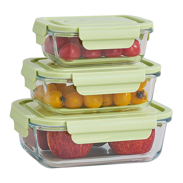High Borosilicate Glass Food Storage Containers Kitchen Sealed Stackable BPA Free Large Capacity Lunch Box Various Colors