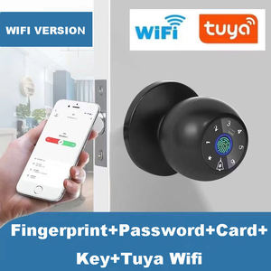 Akıllı Parmak İzi ve Anahtarsız IC Kartlı Kapı Kolu Kilidi, Tuya Uygulaması ile Uzaktan Kumandalı, Ahşap Kapılar için Ev ve Yatak Odası Kullanımına Uygun Dijital Kilit - Product Image 2