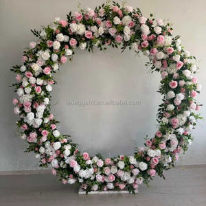 ซุ้มดอกกุหลาบสีชมพูขาว LEDA แฮนด์เมด แฟนตาซี ซีร์คูล สำหรับตกแต่งฉากหลังงานแต่งงานกลางแจ้งในวันวาเลนไทน์ - Product Image 1