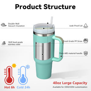 Gobelet isotherme personnalisé de 40 oz et 30 oz avec poignée, tasse en métal à double paroi en acier inoxydable, pour les voyages, le camping et le café - Product Image 5