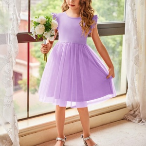 Le ragazze vestono in poliestere Boho Party viola con maniche a trapezio abiti estivi larghi per 2-6 anni abiti Tutu per bambini - Product Image 6