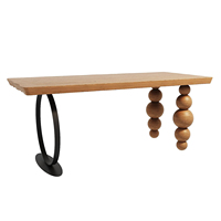 Table de salle à manger en bois massif traditionnelle pour hôtel, restaurant, conférence, multifonctionnelle, commerciale, durable, avec mousse haute densité, longue