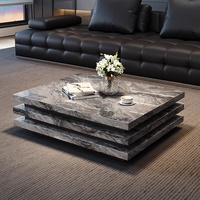 Table basse rectangulaire en marbre véritable, style moderne et minimaliste, luxe léger, sans assemblage, BTCT013, pour la maison ou l'hôtel