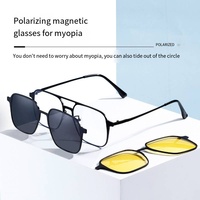 Lunettes de soleil polarisées 3-en-1 à vision nocturne 3D magnétiques à clipser pour pilotes, monture métallique, pour femmes et hommes, compatibles avec les verres de prescription pour myopie, collection 2024