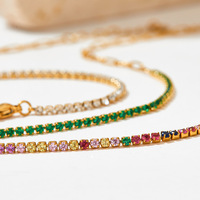 Bracelets Tennis pour Femme en Acier Inoxydable Plaqué Or 18K, Anti-ternissement, Or Noir Arc-en-ciel CZ, Bijoux Tendance Étanche