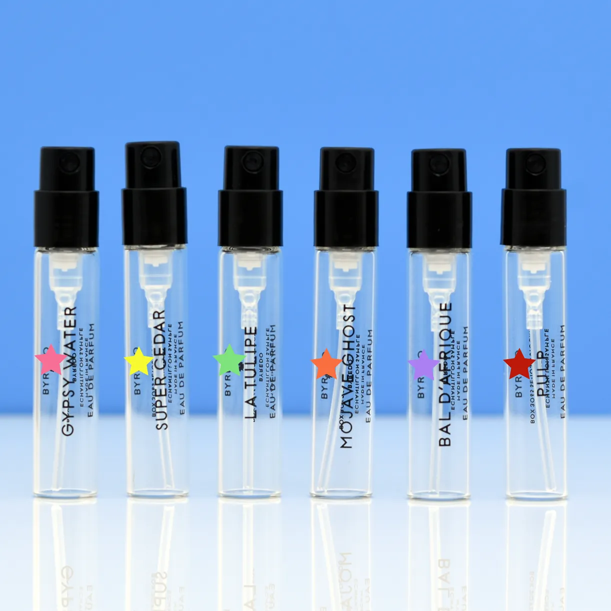 HeLun Discovery Set Embalaje Logotipo personalizado Imprimir Muestra de prueba de Marca mixta 1mL 2ml 2,5 ml Botella de vial de perfume en aerosol de vidrio transparente