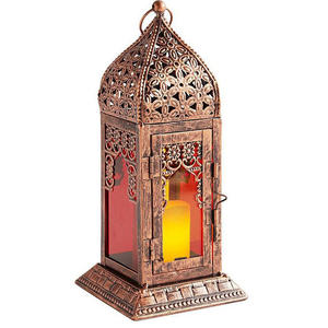 Ornamental Iron Lantern with Traditional Vintage Design and Heat Resistant Exterior Finish - Product Image 5