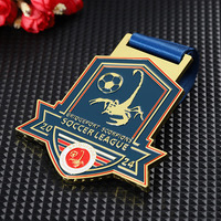 Vente en gros de médailles de sport en métal alliage de zinc émaillé médailles d'or 2d 3D Bridgeport Scorpions Soccer League médailles de football