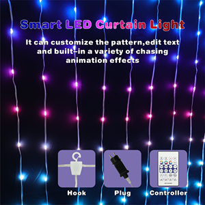 Aglare ngoài trời Twinkle giáng sinh trang trí LED Cổ Tích đèn nhà cửa sổ Rèm chuỗi ánh sáng - Product Image 3